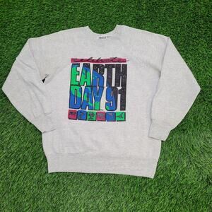 Vintage 1991 Earth Day Sweatshirt Womens Medium 19x22 Gray